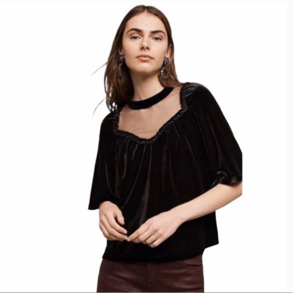 Anthropologie Black Velvet Blouse